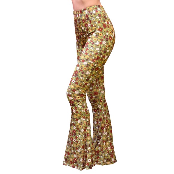 Bell bottom pants - olive floral - Picture 3 of 10